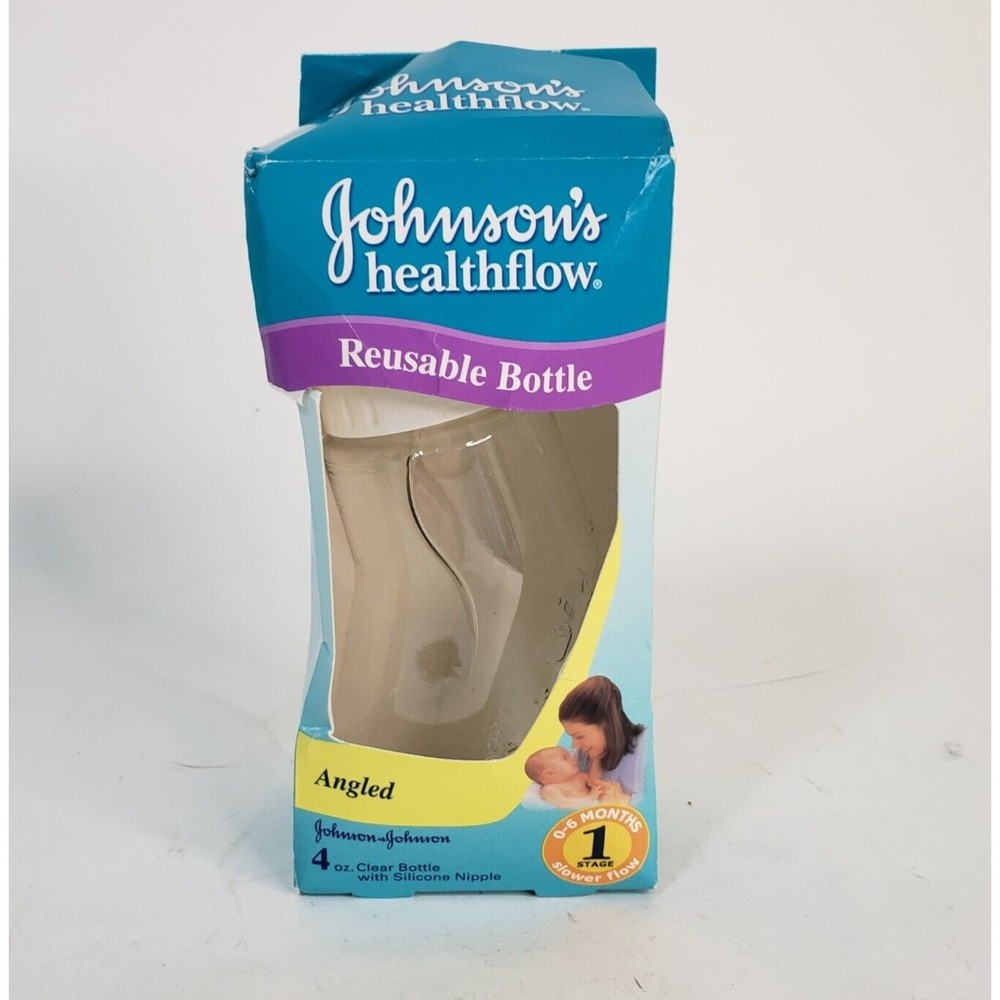 New NOS 2000 Johnson's Healthflow Angled Baby Bottle Stage 1 Slower Flow
